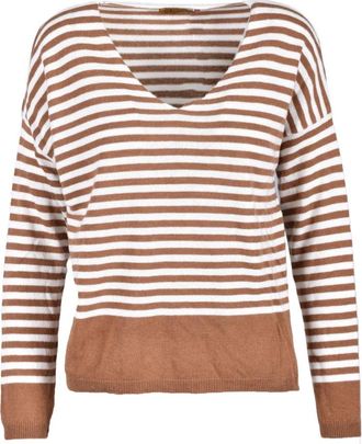 Ebarrito maglia - Dames - V-hals truien - Bruin - ONE Size - Wol - Truien & Vesten