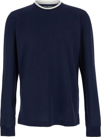 Dolce & Gabbana Tops, Heren, Blauw, M, Polyester, Technical Piqu&eacute; T-shirt
