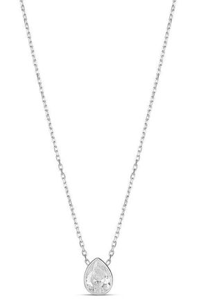 SHYMI Mini Heart Bezel Pendant Necklace in Silver/White/pear Cut at Nordstrom, Size 16