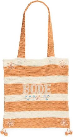 Bode Sherbet Beaded Crochet Tote in Cream Orange at Nordstrom