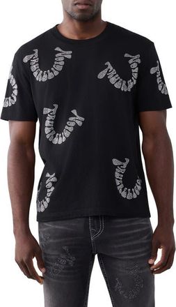 True Religion Wrapped Crystal Logo Graphic T-Shirt in Jet Black at Nordstrom, Size Xxx-Large