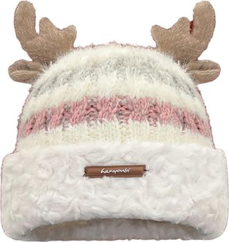 Generic Womens Christmas Reindeer Antler Plush Knitted Hat Warm Thickened Knitted Beanie Soft Warm Washable Unisex Beanie Winter Xmas New Year Festive Party O