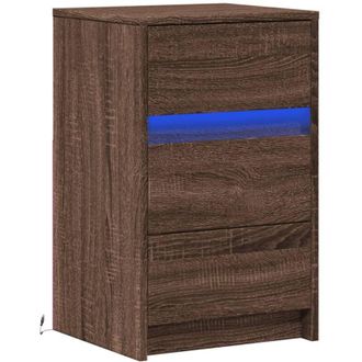 vidaXL Vidaxl - Bedside Cabinet with led Lights Brown Oak Engineered Wood