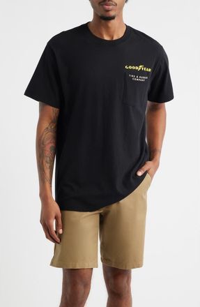 Brixton x Goodyear Service Pocket Cotton Graphic T-Shirt in Black at Nordstrom, Size Xx-Large