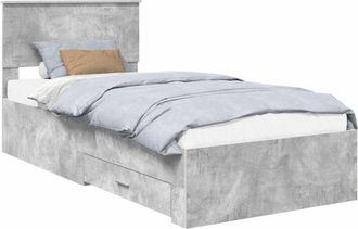 vidaXL Estructura De Cama Con Cabecera Gris Concreto 90 X 200 Cm Vidaxl