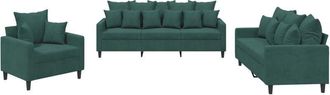 vidaXL Juego De Sof&aacute;s Con Cojines 3 Piezas Terciopelo Verde Oscuro Vidaxl