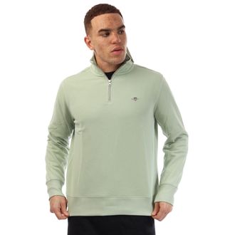 GANT Heren Gant Shield Half-Zip Sweatshirt in Groen