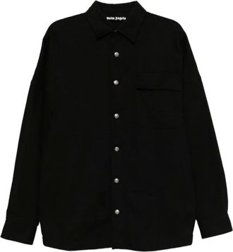 Palm Angels Giacca-camicia con logo - Nero