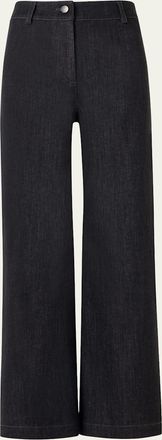 Akris Caia High-Stretch Denim Straight-Leg Crop Pants