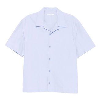 Givenchy Blue Hawaiian Collar Shirt with Embroidery