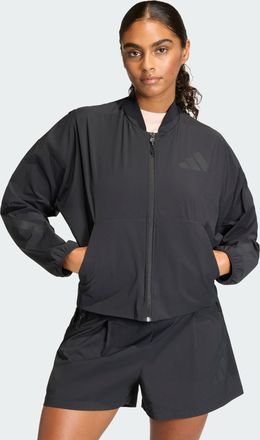 adidas Womens Z.N.E. WOVEN BOMBER - Black - Size Large (Long)