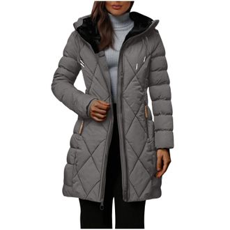 Generic Winter Coats For Women Uk Fleece Lined Warm Puffer Quilted Jacket Ladies Thicken Fuzzy Padded Parka Coat Windproof Outdoor Jackets Thermal Longline Ou