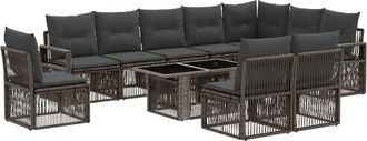 vidaXL Conjunto De Sof&aacute;s De Jard&iacute;n 11 Uds. Gris Y Gris Oscuro Vidaxl