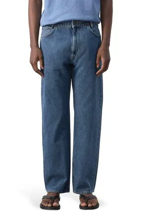 Mango Relaxed Straight Leg Jeans in Dark Blue at Nordstrom, Size 34