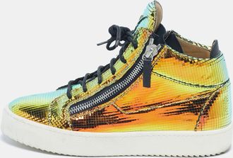 Giuseppe Zanotti Metallic Multicolor Leather Kriss High Top Sneakers