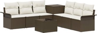 vidaXL Juego De Sof&aacute; 8 Uds. Marr&oacute;n Y Crema Blanca Vidaxl