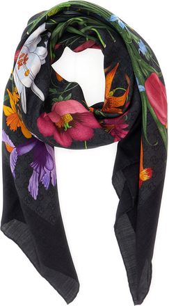 Gucci Womens Scarf Black Wool-Silk Scarfs