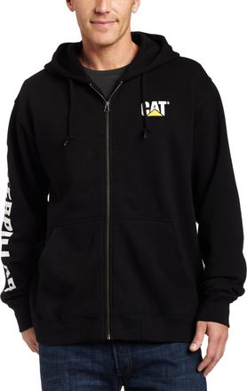 CAT Caterpillar Mens Full Zip Hooded Sweatshirt (Regular and Big & Tall Sizes), Black, XL