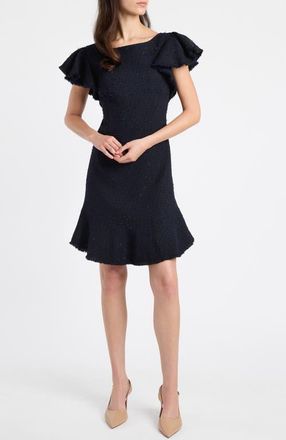 Santorelli Deste Sheath Dress in Luxury Tonal Tweed in Midnight at Nordstrom, Size 8