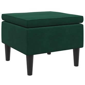 vidaXL Taburete Con Patas De Madera Terciopelo Verde Oscuro Vidaxl