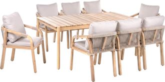 Beliani Conjunto De Comedor Exterior R&uacute;stico De Madera De Acacia Mesa Y 8 Sillas Marr&oacute;n Claro Manado/sumba