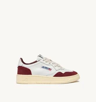 Autry SNEAKERS MEDALIST LOW IN PELLE BIANCA E SUEDE BORGOGNA