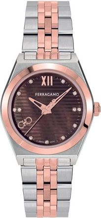 Ferragamo Vega New Quartz Diamond Brown Dial Ladies Watch SFKJ01224
