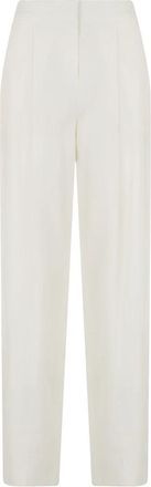 Elisabetta Franchi High-waisted Straight Broeken - Dames - Straight fit broeken - Wit - M - Linnen - Broeken