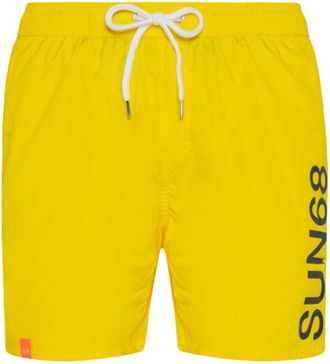 Sun 68 Logo Zwemshorts - Heren - Strandmode - Geel - XL - Polyester - Badmode