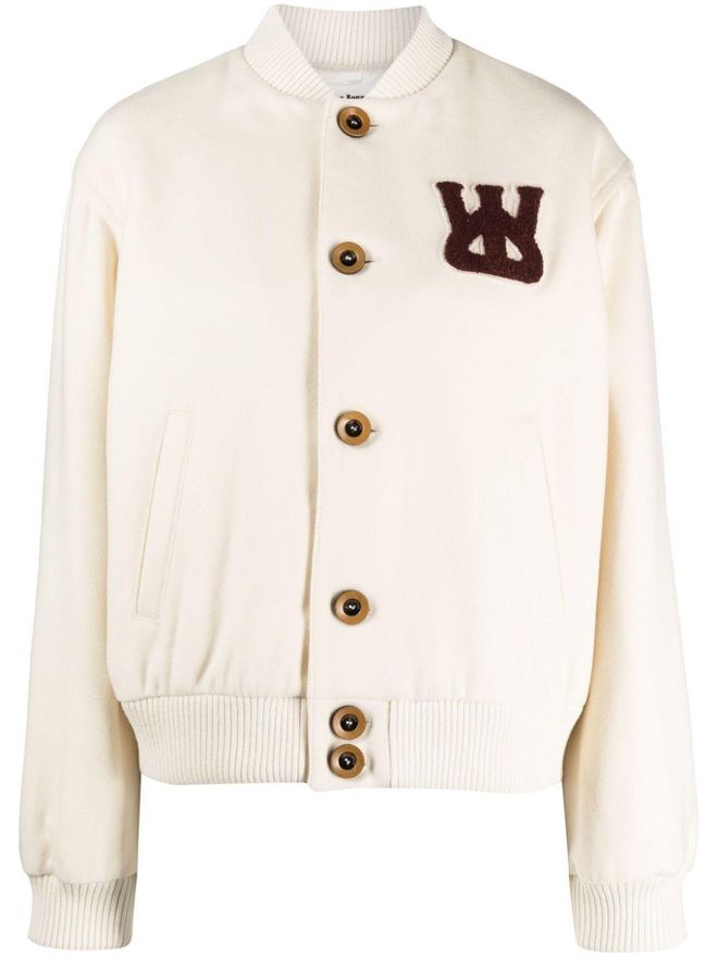 logo-appliqué bomber jacket - White
