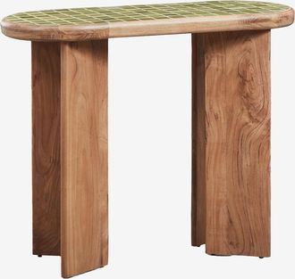 Sklum Consola Recibidor 100x40 Cm En Azulejos Y Madera De Acacia Aitana Sklum