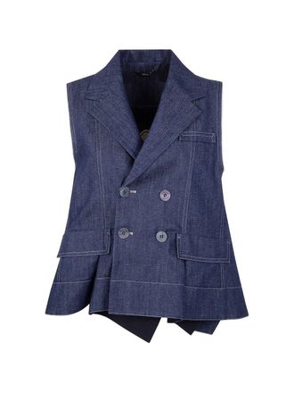 Ibrigu Denim Sleeveless Jacket With Jacquard Details
