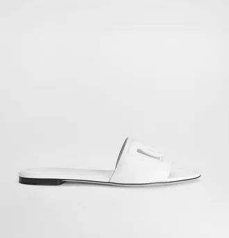 Dolce & Gabbana Calfskin Sliders - Woman Slides And Mules White Leather 37.5