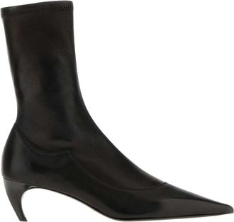 Khaite Valerie Mid-Calf Boot - Dames - Laarzen met Hak - Zwart - 40 EU - Leer - Schoenen