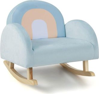 Costway Costway - Sill&oacute;n Infantil Mecedora, Sof&aacute; Tapizado Para Ni&ntilde;os Con Estructura De Madera De Caucho Macizo Y Funda De Terciopelo Suave Para Guarder&iacute;a, Sal