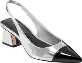 Marc Fisher Mirrored Block Heel Slingback Pump in Silver at Nordstrom Rack, Size 8.5