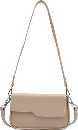 Generic Women Shoulder Bags Small Purse and Handbag Leather Flap Crossbody Bags Fashion Casual Clutch Purse with Zipper (Beige)