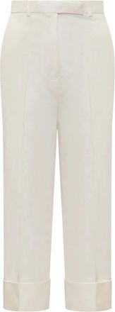 Thom Browne High Waist Broek - Dames - Straight fit broeken - Wit - L - Katoen - Broeken