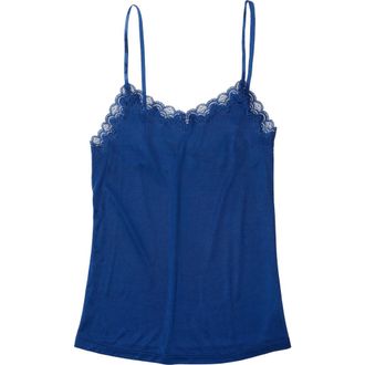 Uwila Warrior Soft Silk Lace Trim Camisole in Estate Blue at Nordstrom, Size 3X-Large