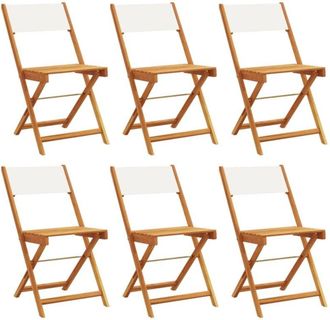 vidaXL Vidaxl - Folding Garden Chairs 6 pcs Cream White Fabric and Solid Wood