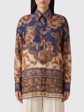 Zimmermann Aster Relaxed Fit Silk Shirt with Ethnic Print