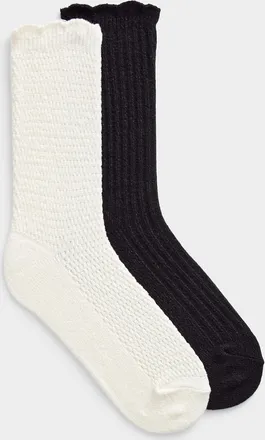 Hue Womens Ultra-soft scalloped-edge socks 2-pack