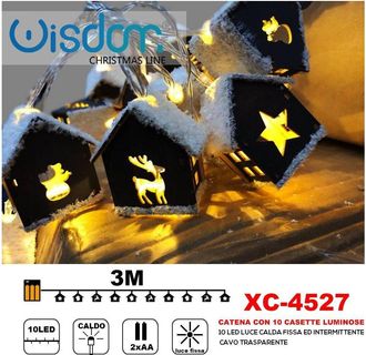 Trade Shop Trade Shop - Catena 10 Casette Luminose 10led Batteria Luce Calda Fissa+intermittente Xc-4527