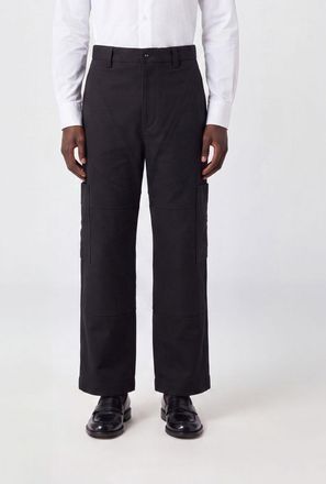 Thom Browne Pantaloni cargo in cotone a gamba larga con vita media
