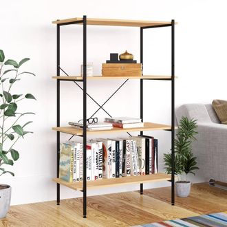 vidaXL Estanter&iacute;a De 4 Niveles Negro Y Roble 80x40x130 Cm Vidaxl
