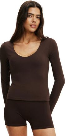 Cotton On Womens Active Ultra Soft Scoop Neck Long Sleeve in French Roast at Nordstrom, Size X-Small