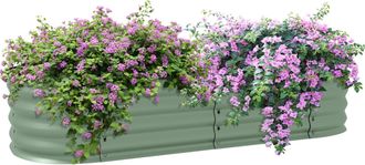 OUTSUNNY Galvanised Raised Garden Bed Planter Box with Safety Edging - Green | TJ Hughes