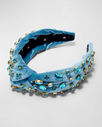 Lele Sadoughi Crystal Embellished Velvet Knot Headband
