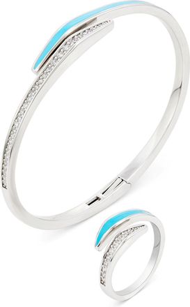 Savvy Cie Jewels RHODIUM PLATED OVER BRASS BRACELET & RING BOXED SET