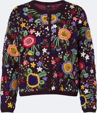 Etro Cardigan in lana con ricamo floreale